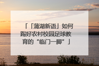 「蒲湖新语」如何踢好农村校园足球教育的“临门一脚”