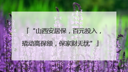 “山西安居保，百元投入，撬动高保额，保家财无忧”