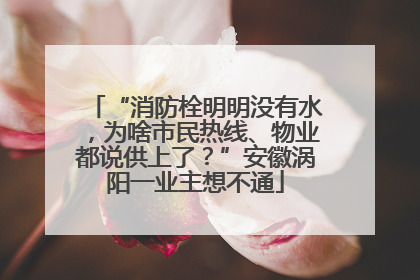 “消防栓明明没有水，为啥市民热线、物业都说供上了？”安徽涡阳一业主想不通