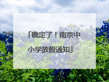 确定了！南京中小学放假通知