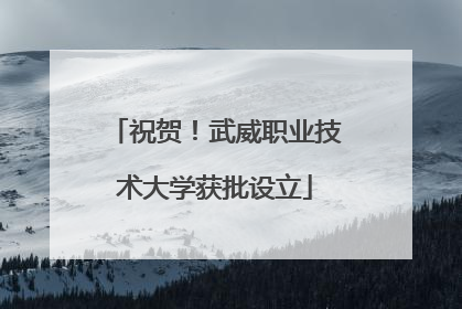 祝贺！武威职业技术大学获批设立