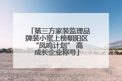 第三方家装监理品牌装小蜜上榜朝阳区 “凤鸣计划” 高成长企业称号
