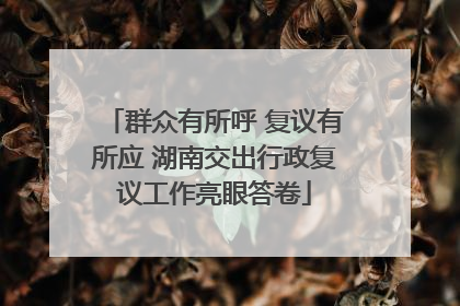 群众有所呼 复议有所应 湖南交出行政复议工作亮眼答卷