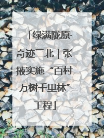 绿满陇原·奇迹三北｜张掖实施“百村万树千里林”工程