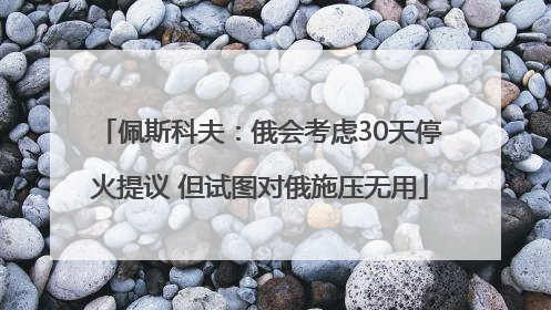 佩斯科夫：俄会考虑30天停火提议 但试图对俄施压无用