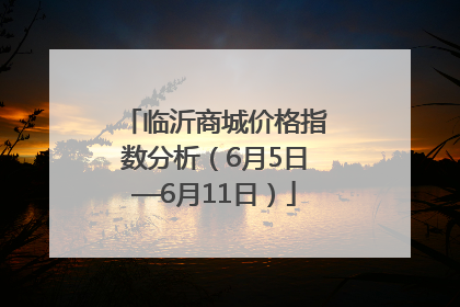 临沂商城价格指数分析（6月5日—6月11日）