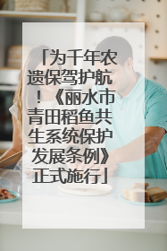 为千年农遗保驾护航！《丽水市青田稻鱼共生系统保护发展条例》正式施行