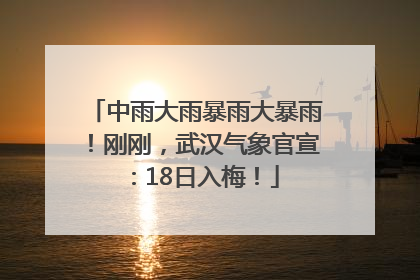 中雨大雨暴雨大暴雨！刚刚，武汉气象官宣：18日入梅！