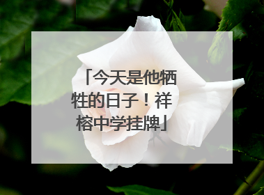 今天是他牺牲的日子！祥榕中学挂牌