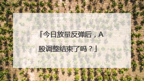 今日放量反弹后，A股调整结束了吗？