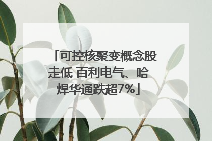 可控核聚变概念股走低 百利电气、哈焊华通跌超7%