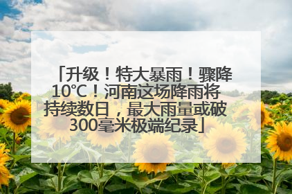 升级！特大暴雨！骤降10℃！河南这场降雨将持续数日，最大雨量或破300毫米极端纪录