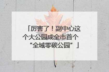 厉害了！副中心这个大公园成全市首个“全域零碳公园”