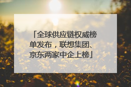 全球供应链权威榜单发布，联想集团、京东两家中企上榜