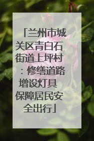 兰州市城关区青白石街道上坪村：修缮道路增设灯具 保障居民安全出行