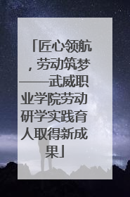 匠心领航，劳动筑梦——武威职业学院劳动研学实践育人取得新成果