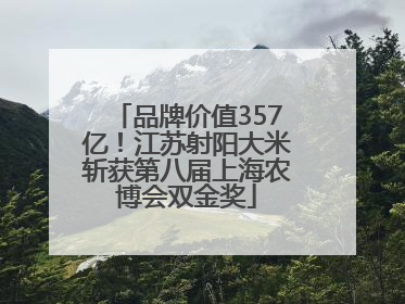 品牌价值357亿！江苏射阳大米斩获第八届上海农博会双金奖