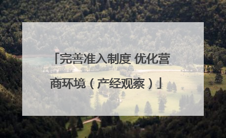 完善准入制度 优化营商环境（产经观察）