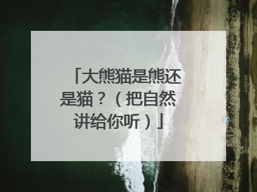 大熊猫是熊还是猫？（把自然讲给你听）