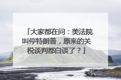 大家都在问：美法院叫停特朗普，原来的关税谈判都白谈了？