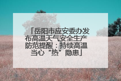 岳阳市应安委办发布高温天气安全生产防范提醒：持续高温当心“热”隐患