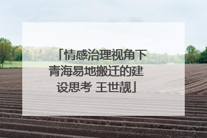 情感治理视角下青海易地搬迁的建设思考 王世靓