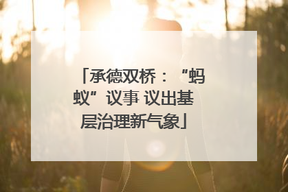 承德双桥：“蚂蚁”议事 议出基层治理新气象