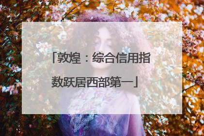 敦煌：综合信用指数跃居西部第一