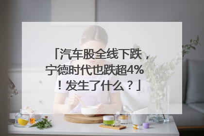 汽车股全线下跌，宁德时代也跌超4%！发生了什么？