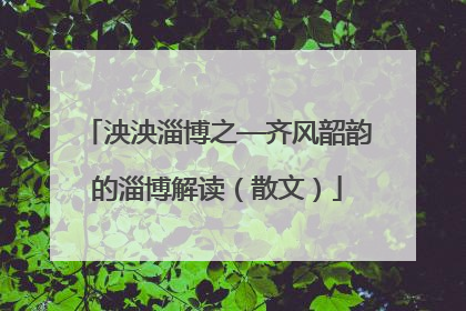 泱泱淄博之—齐风韶韵的淄博解读（散文）