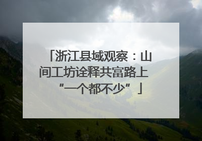 浙江县域观察：山间工坊诠释共富路上“一个都不少”