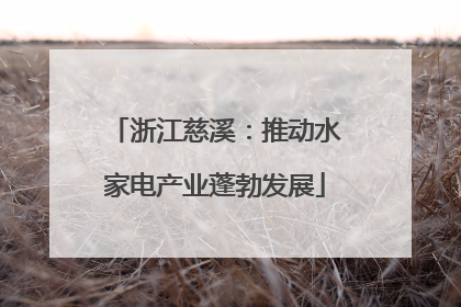 浙江慈溪：推动水家电产业蓬勃发展