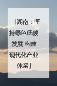 湖南：坚持绿色低碳发展 构建现代化产业体系