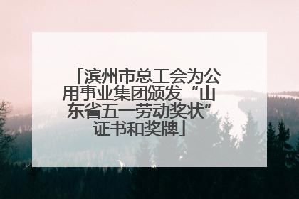 滨州市总工会为公用事业集团颁发“山东省五一劳动奖状”证书和奖牌