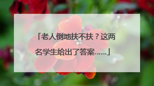 老人倒地扶不扶？这两名学生给出了答案……