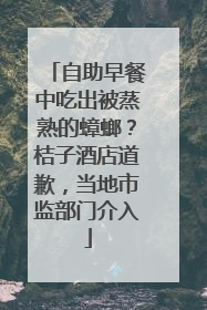 自助早餐中吃出被蒸熟的蟑螂？桔子酒店道歉，当地市监部门介入