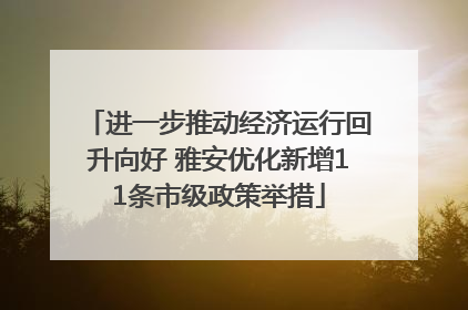 进一步推动经济运行回升向好 雅安优化新增11条市级政策举措