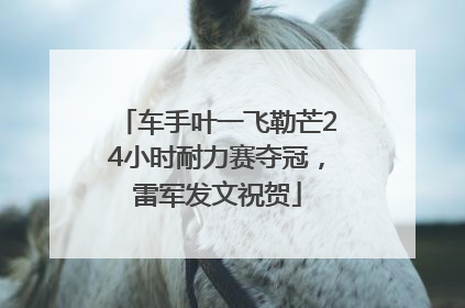 车手叶一飞勒芒24小时耐力赛夺冠，雷军发文祝贺