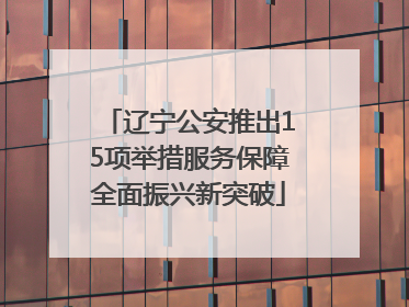 辽宁公安推出15项举措服务保障全面振兴新突破