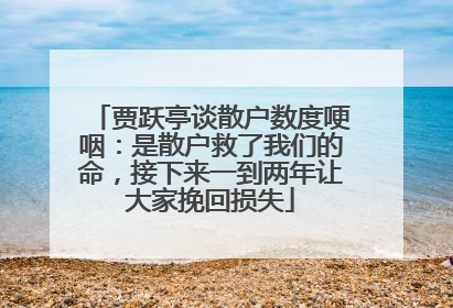 贾跃亭谈散户数度哽咽：是散户救了我们的命，接下来一到两年让大家挽回损失
