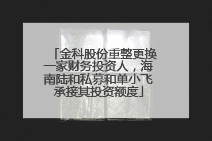 金科股份重整更换一家财务投资人，海南陆和私募和单小飞承接其投资额度