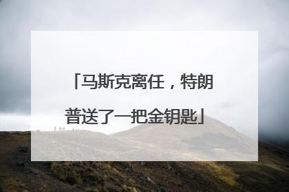 马斯克离任，特朗普送了一把金钥匙