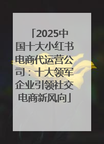 2025中国十大小红书电商代运营公司：十大领军企业引领社交电商新风向